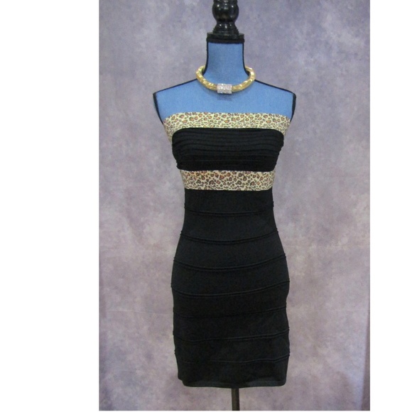 WOW couture Dresses & Skirts - NWT WOW Couture Black & Animal Print Bandage Dress